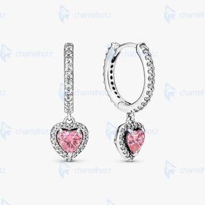Pandora Sparkling Halo Heart Hoop Earrings